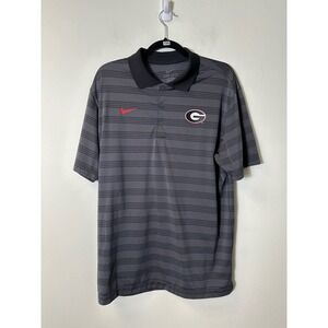 Nike Black and Gray Striped Polo Shirt